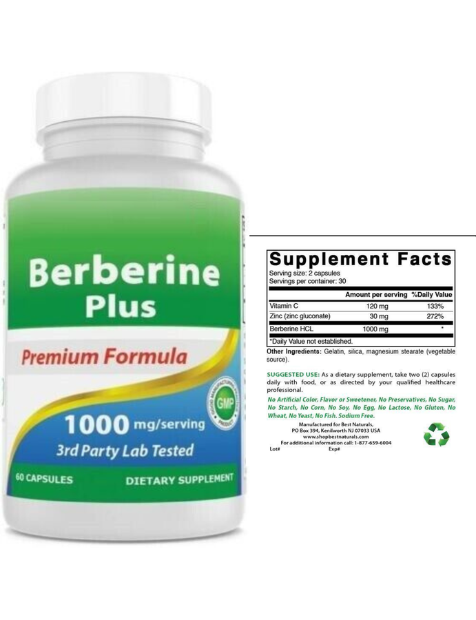 Berberine 1000mg x 60cap - Best Naturals