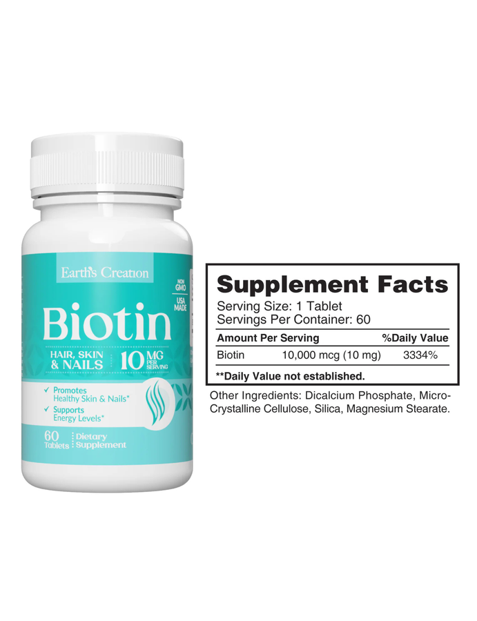 Biotin 10,000 mcg x 60cap - Earth Creation