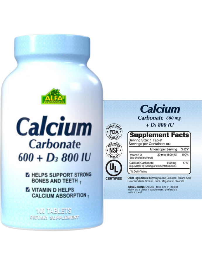 Calcio carbonate x 100cap - Alfa Vitamins