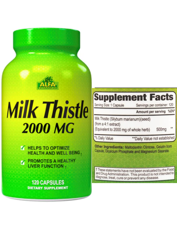 Cardo Mariano (Milk thistle) 2000mg x 120cap - Alfa Vitamins