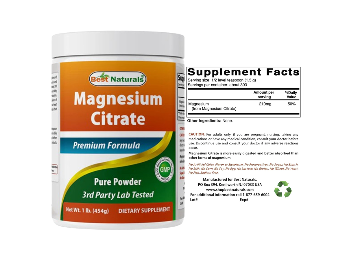 Citrato de magnesio polvo 454gr - Best Naturals