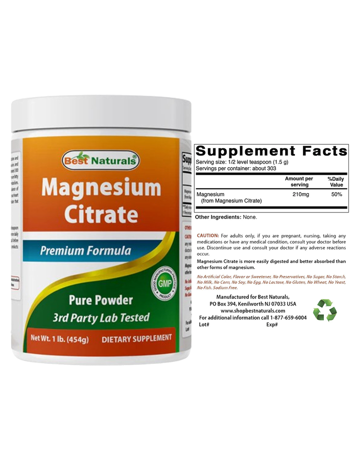 Citrato de magnesio polvo 454gr - Best Naturals