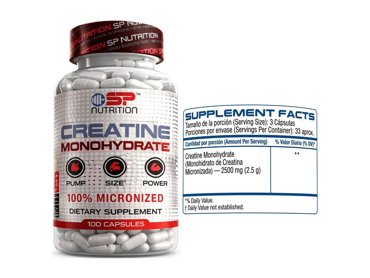 Creatina monohidratada x 100cap - SP Nutrition