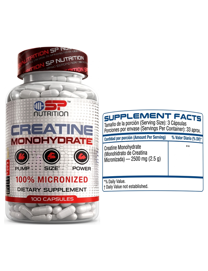 Creatina monohidratada x 100cap - SP Nutrition