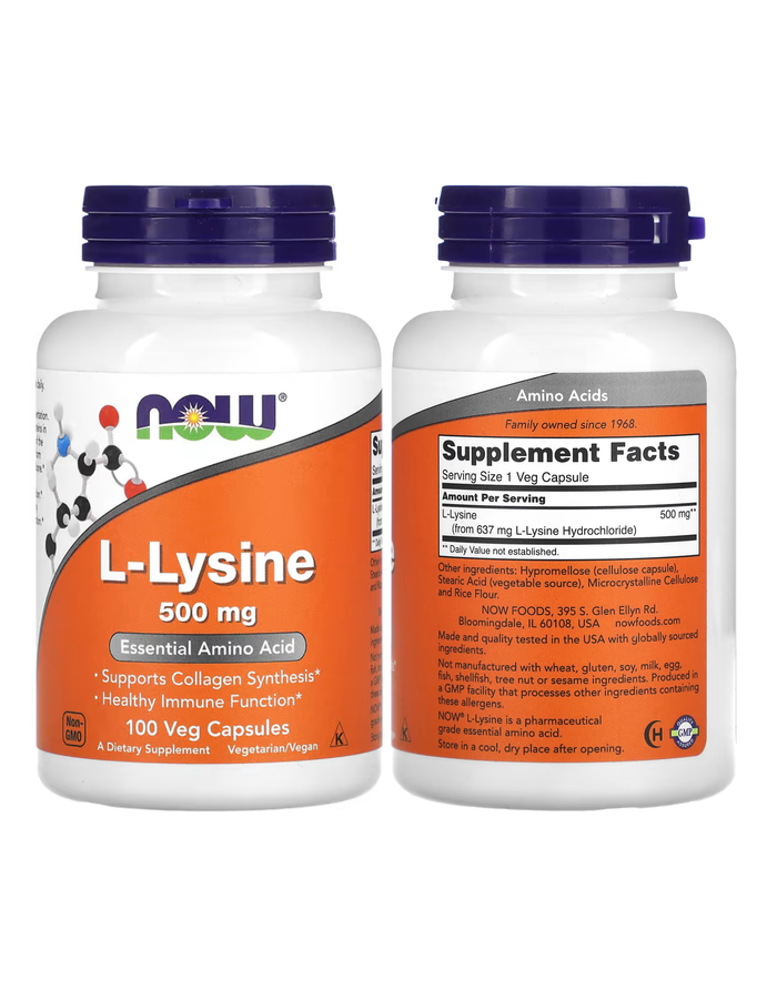 L-Lysine x 100cap - Now