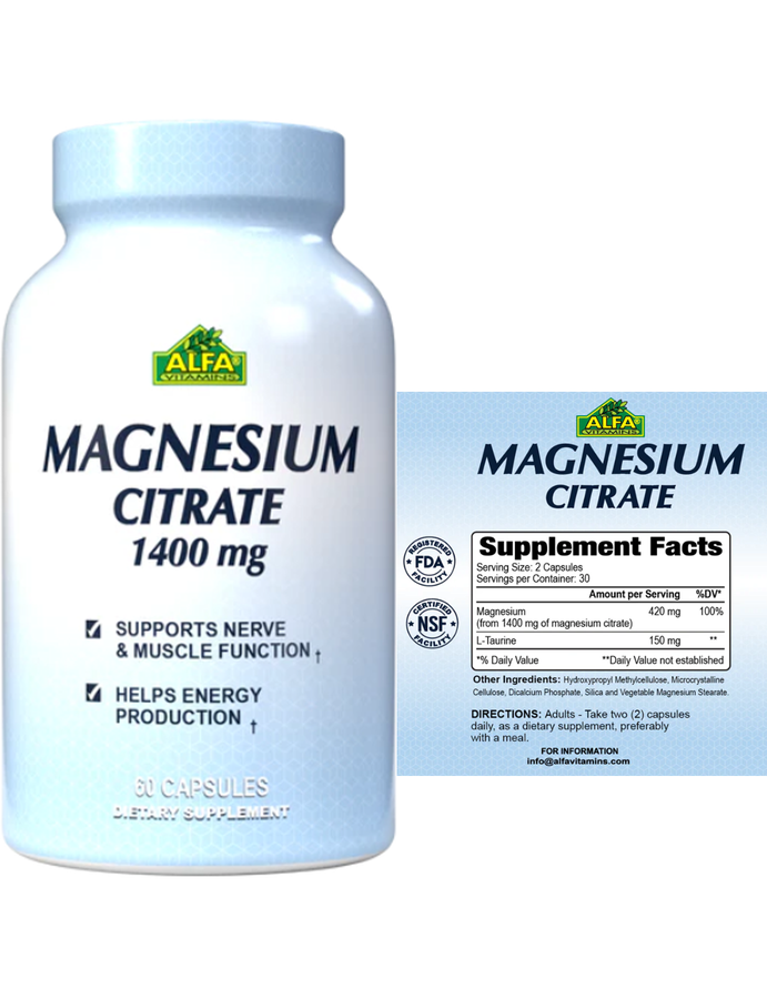 Magnesio citrate x 60cap - Alfa Vitamins