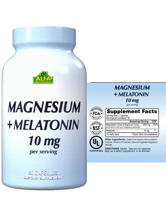 Magnesio + Melatonina x 60cap - Alfa Vitamins