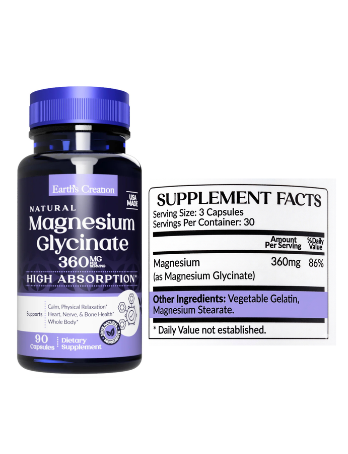 Magnesium Glycinate x 90cap - Earth Creation