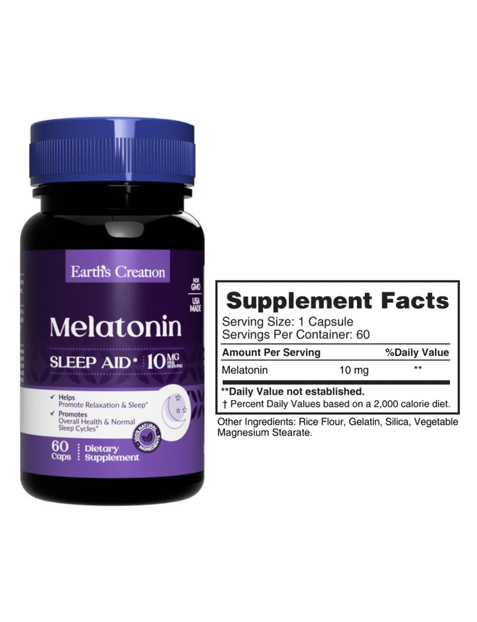 Melatonina 10mg x 60cap - Earth Creation