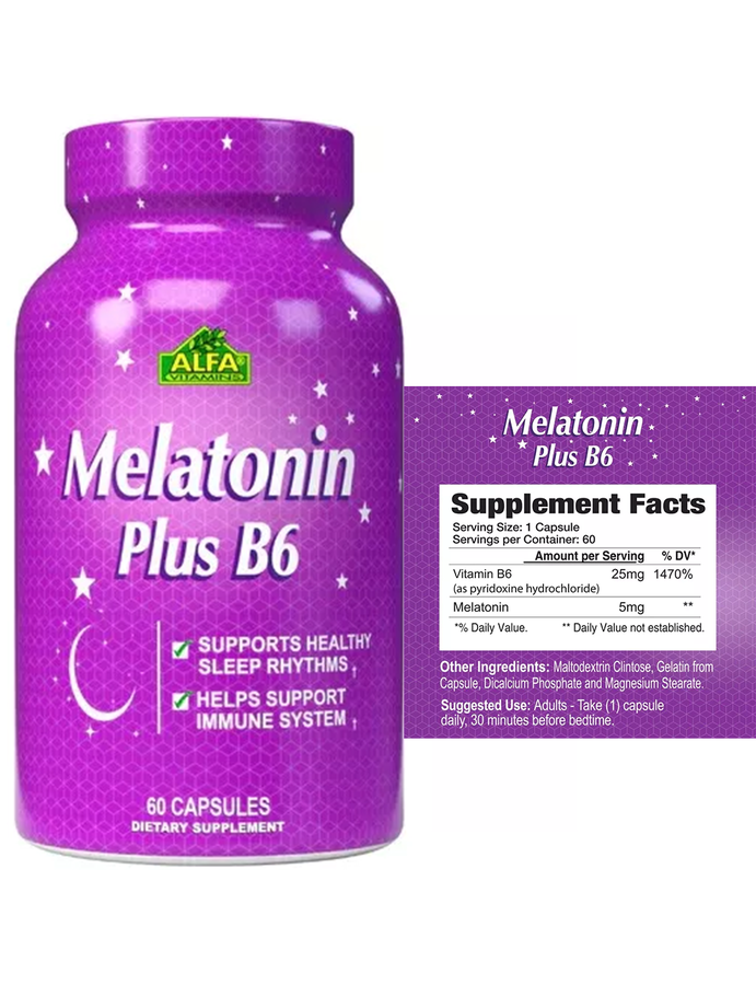 Melatonina + B6 x 60cap - Alfa Vitamins