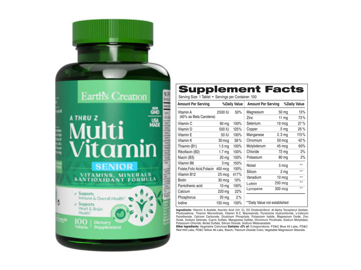 Multivitaminico Adulto mayor x 100tab - Earth Creation