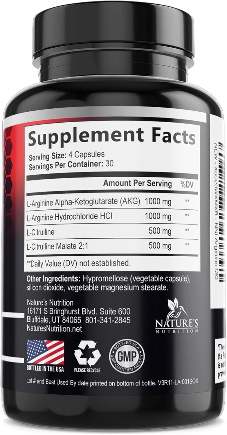Nitric Oxide + L-Arginine + L-Citrulline x60 - Natures Nutrition