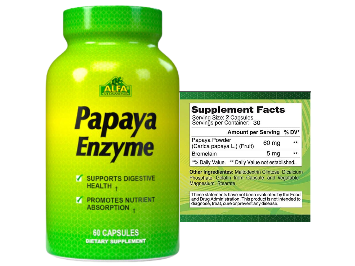 Papaya enzyme x 60cap - Alfa Vitamins
