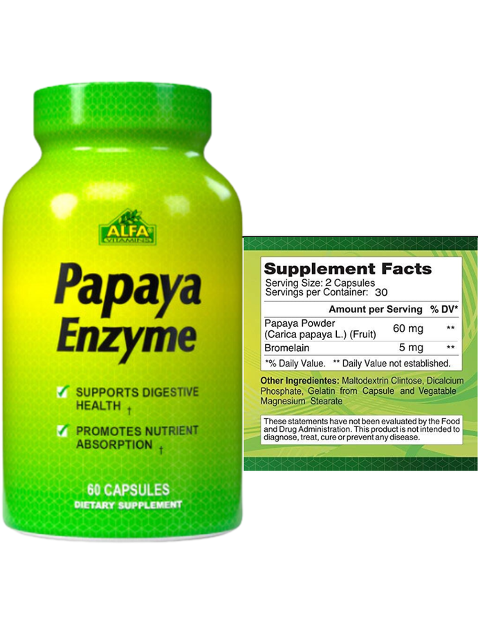 Papaya enzyme x 60cap - Alfa Vitamins