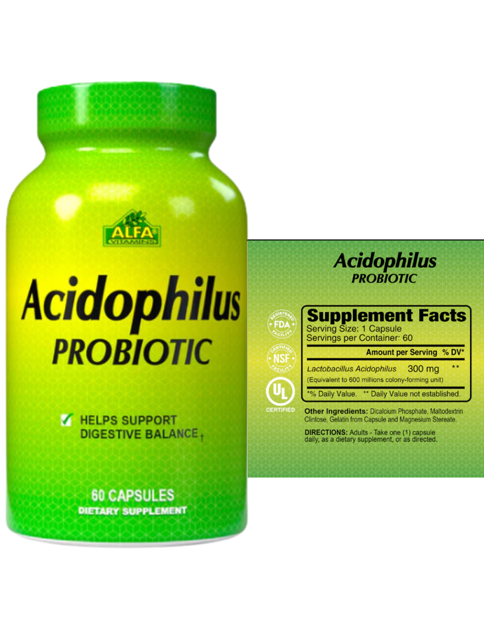 Probiotico Acidophilus x 60cap - Alfa Vitamins