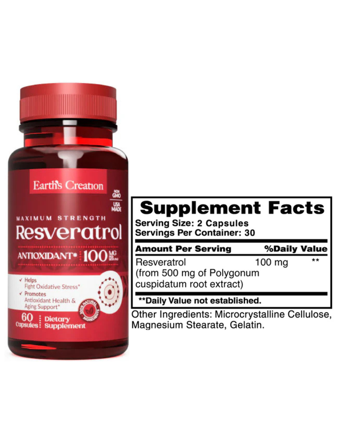 Resveratrol 100mg x 60cap - Earth Creation
