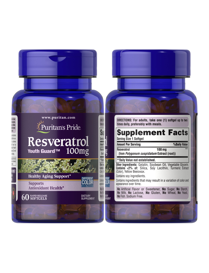 Resveratrol 100mg x 60cap - Puritans