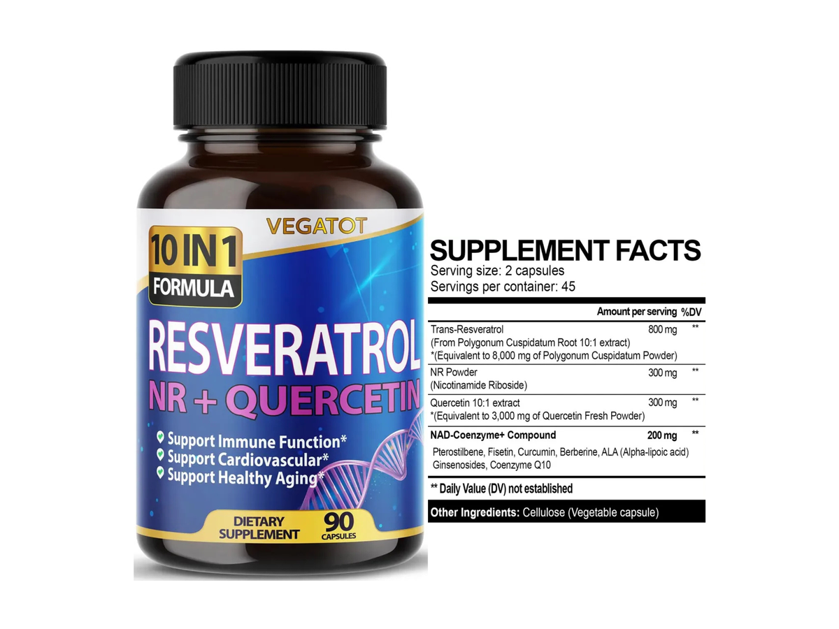 Resveratrol con quercetin x 90cap - Vegatot