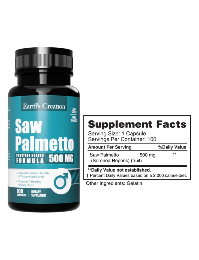 Saw Palmetto 500mg x 100cap - Earth Creation