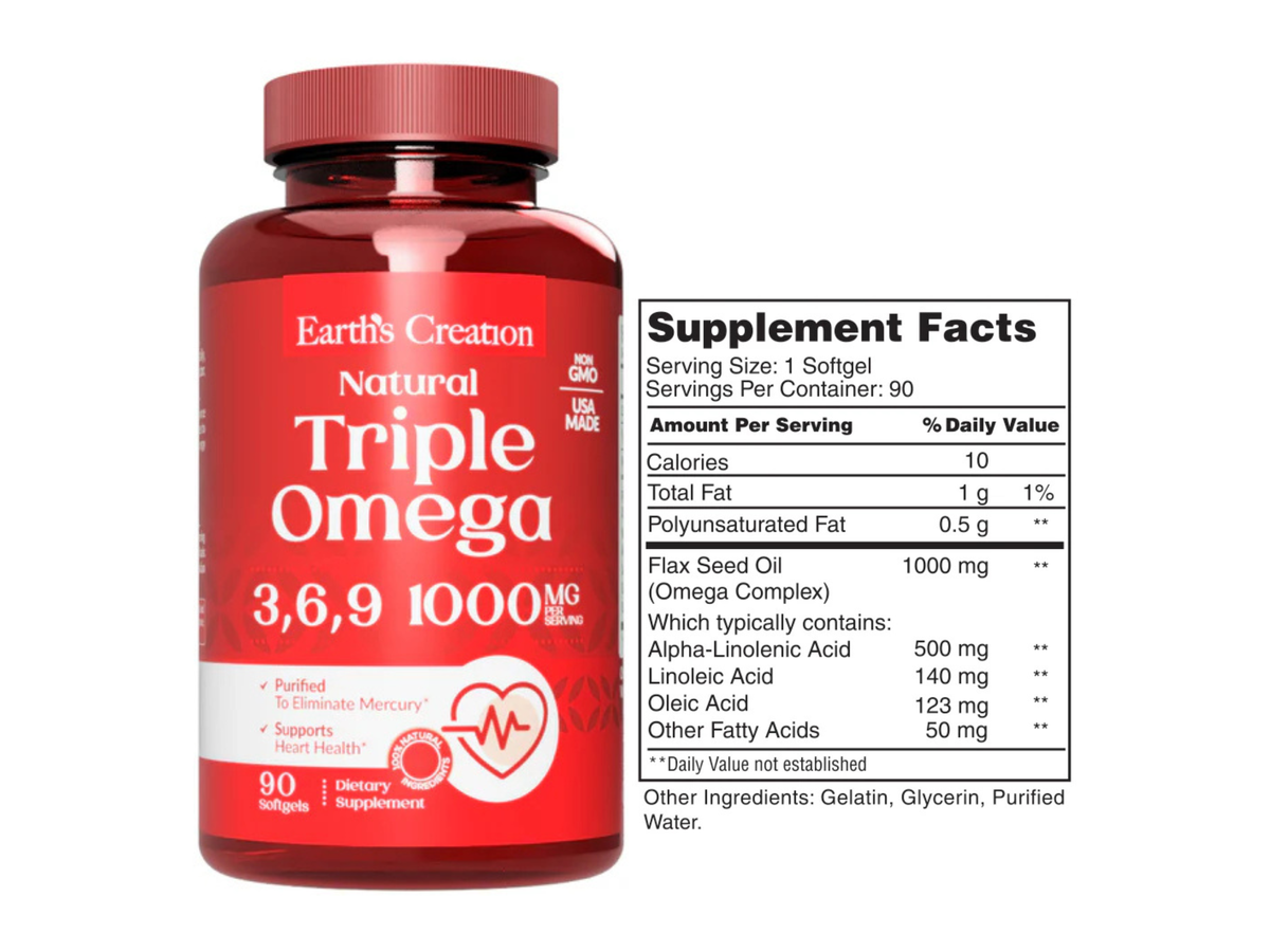 Omega 3 6 9 x 90 softgles - Earth Creation