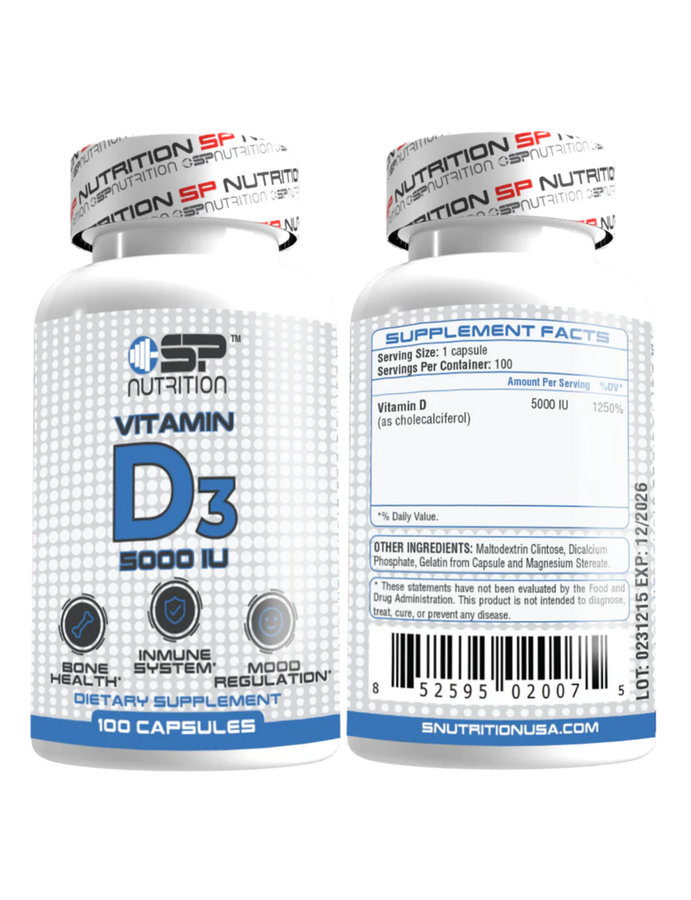 Vitamina D3 5000iu x 100cap - SP Nutrition
