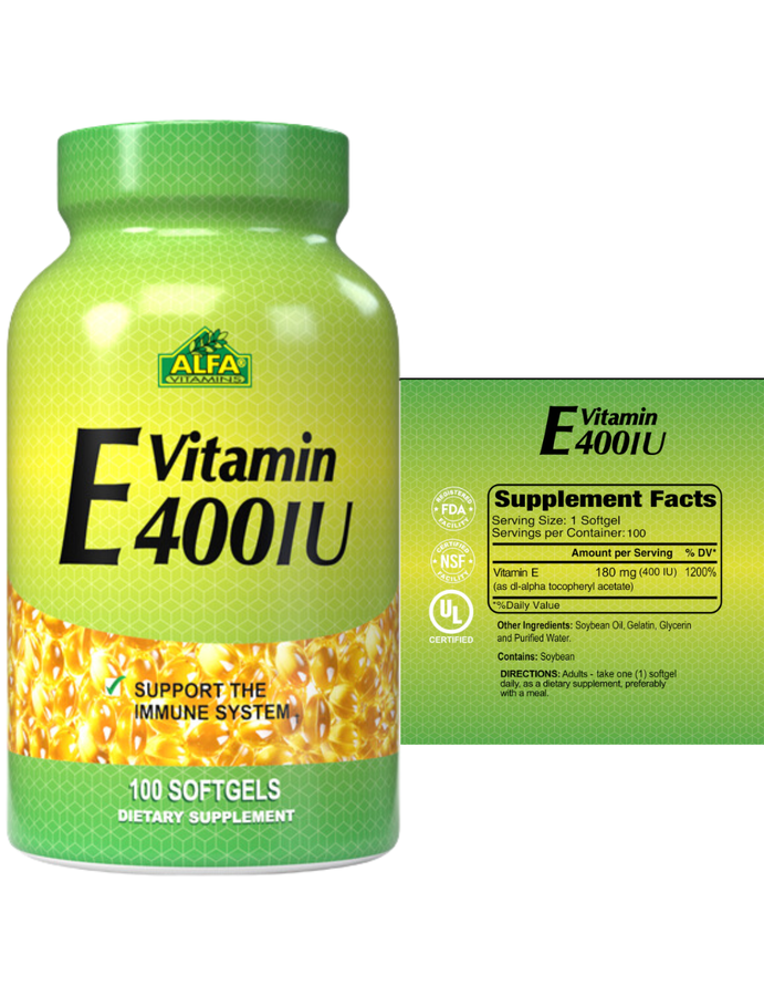 Vitamina E 400IU x 100cap - Alfa Vitamins