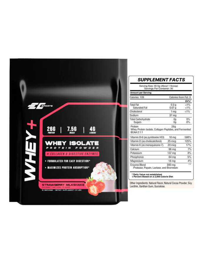 Whey Isolate fresa with Enzymes x 30serv - EC Sport