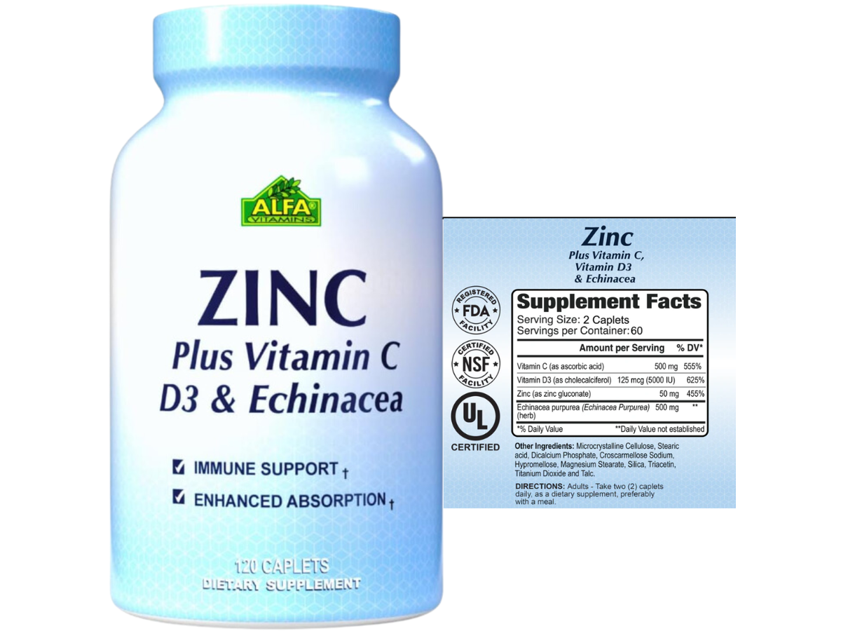 Zinc + Vit C + Vit D x 120cap - Alfa Vitamins